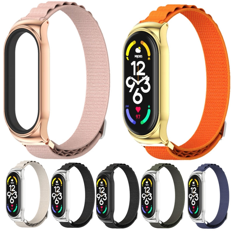 For Xiaomi Mi Band 7 / 7 NFC MIJOBS CS Nylon Breathable Watch Band(Black Silver) - Watch Bands by MIJOBS