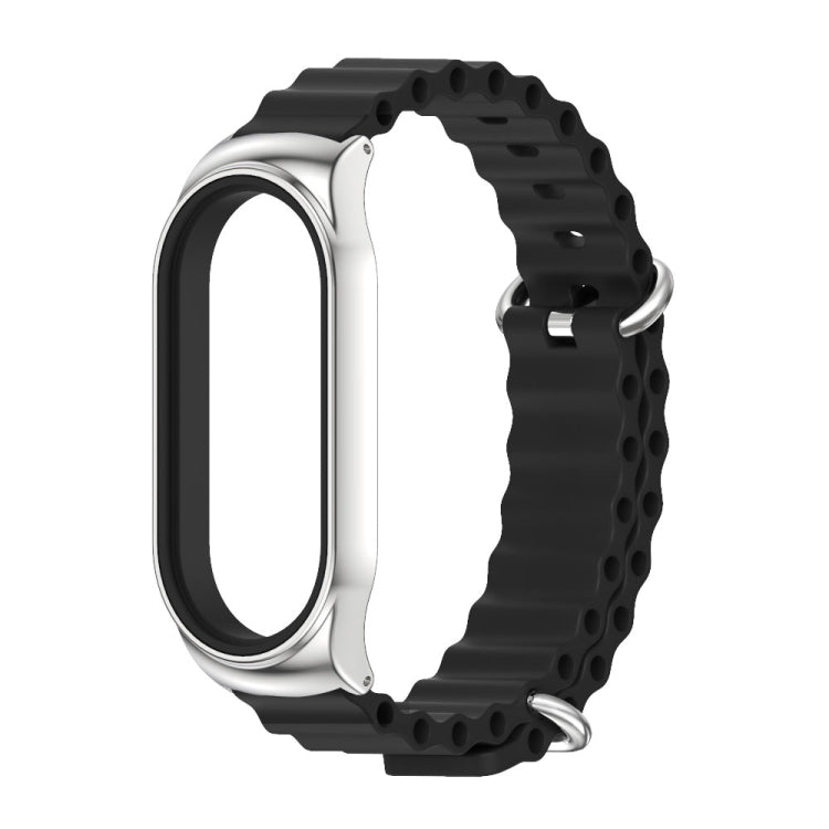 For Xiaomi Mi Band 7 / 7 NFC MIJOBS CS Marine Silicone Breathable Watch Band(Black Silver) - Watch Bands by MIJOBS
