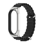 For Xiaomi Mi Band 7 / 7 NFC MIJOBS CS Marine Silicone Breathable Watch Band(Black Silver) - Watch Bands by MIJOBS