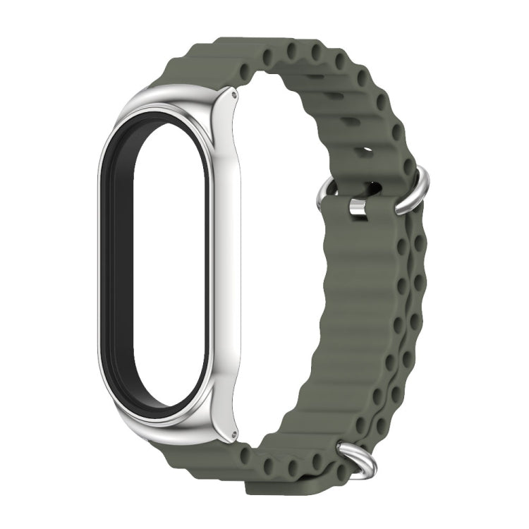 For Xiaomi Mi Band 7 / 7 NFC MIJOBS CS Marine Silicone Breathable Watch Band(Khaki Green Silver) - Watch Bands by MIJOBS