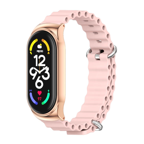 For Xiaomi Mi Band 7 / 7 NFC MIJOBS CS Marine Silicone Breathable Watch Band(Pink Rose Gold) - Watch Bands by MIJOBS