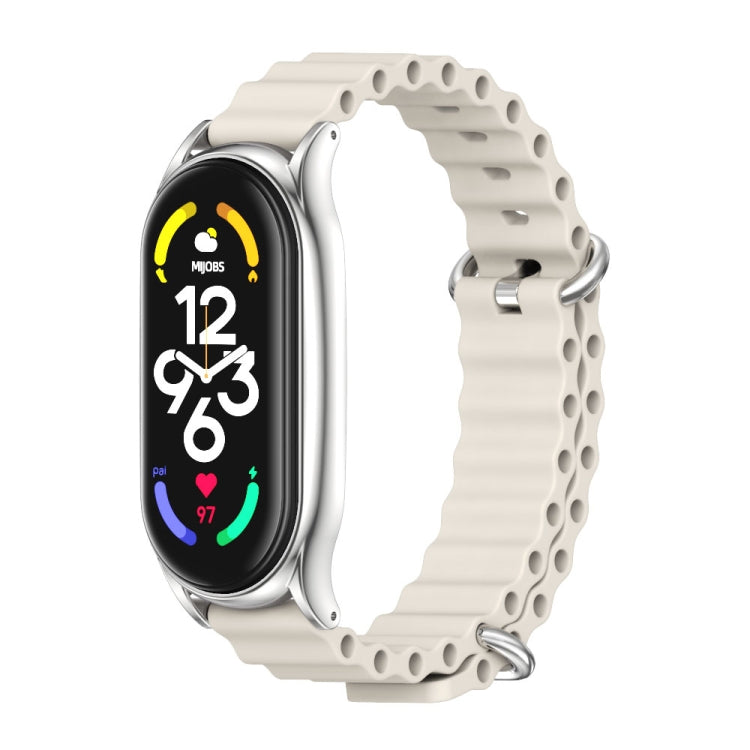 For Xiaomi Mi Band 6 / 5 / 4 / 3 MIJOBS PLUS Marine Silicone Breathable Watch Band(Grey Silver)