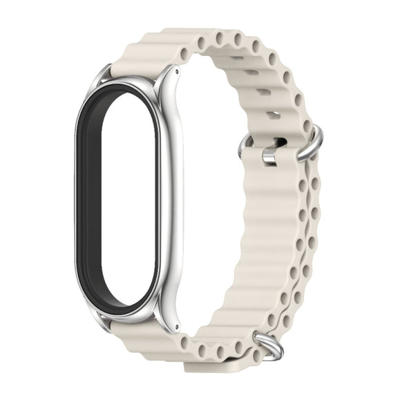 For Xiaomi Mi Band 6 / 5 / 4 / 3 MIJOBS PLUS Marine Silicone Breathable Watch Band(Grey Silver)