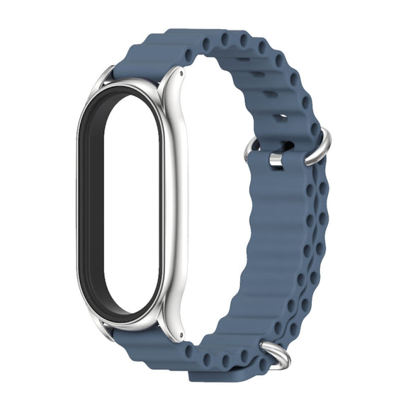 For Xiaomi Mi Band 6 / 5 / 4 / 3 MIJOBS PLUS Marine Silicone Breathable Watch Band(Space Blue Silver)