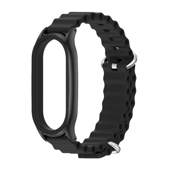 For Xiaomi Mi Band 7 / 7 NFC MIJOBS PLUS Marine Silicone Breathable Watch Band(Black) - Watch Bands by MIJOBS