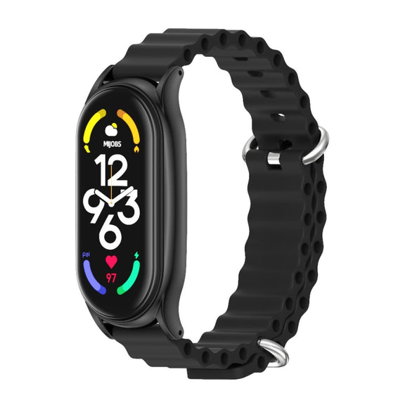 For Xiaomi Mi Band 7 / 7 NFC MIJOBS PLUS Marine Silicone Breathable Watch Band(Black) - Watch Bands by MIJOBS