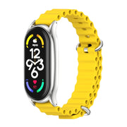 For Xiaomi Mi Band 7 / 7 NFC MIJOBS PLUS Marine Silicone Breathable Watch Band(Yellow Silver) - Watch Bands by MIJOBS