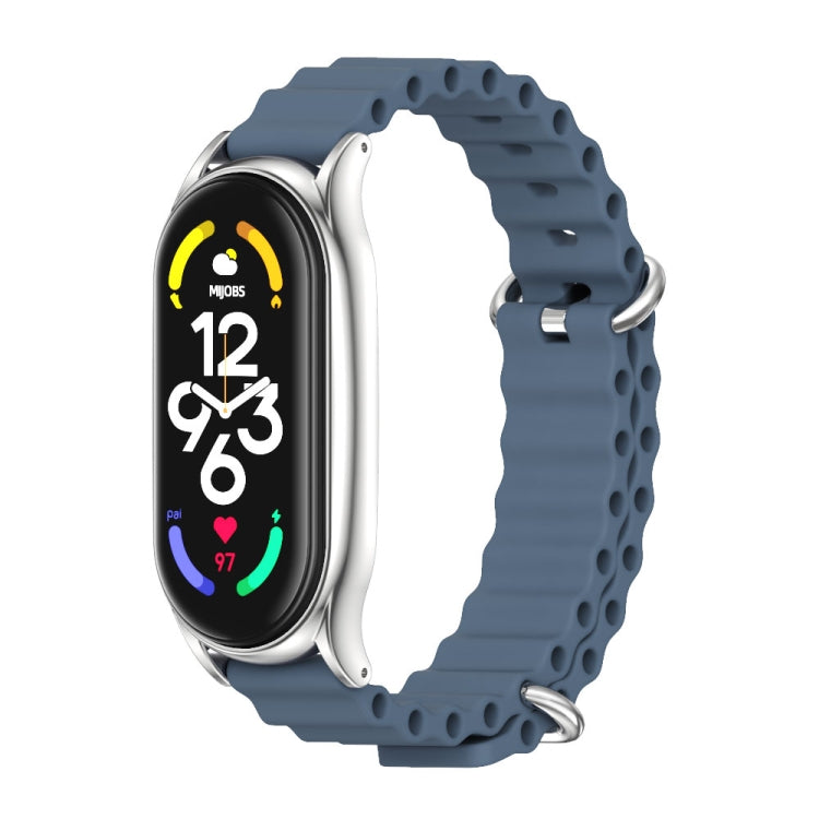 For Xiaomi Mi Band 7 / 7 NFC MIJOBS PLUS Marine Silicone Breathable Watch Band(Space Blue Silver) - Watch Bands by MIJOBS