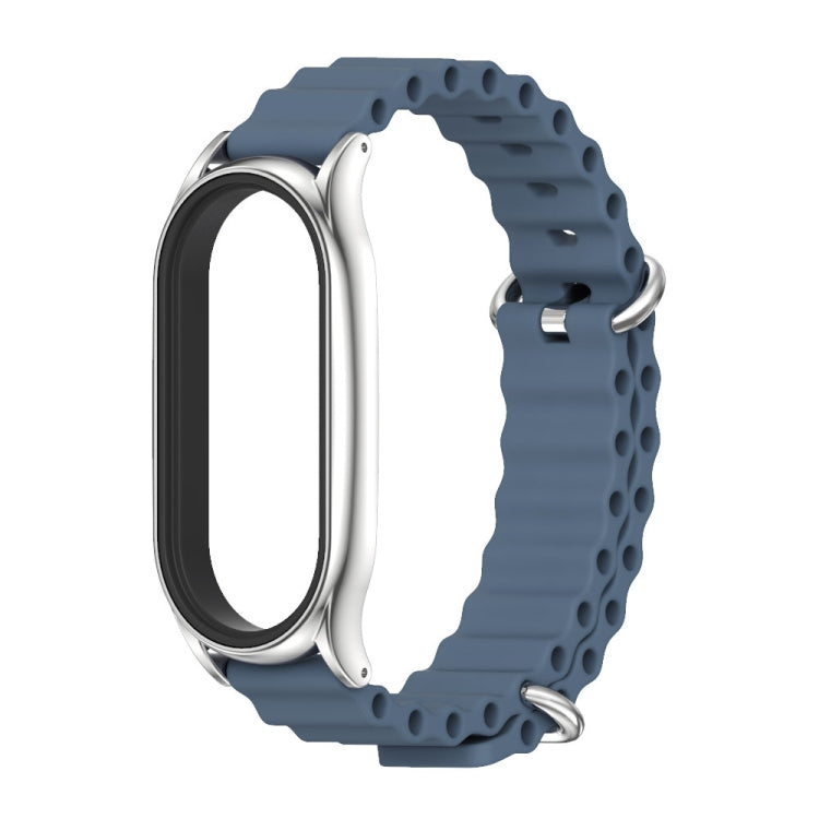 For Xiaomi Mi Band 7 / 7 NFC MIJOBS PLUS Marine Silicone Breathable Watch Band(Space Blue Silver) - Watch Bands by MIJOBS