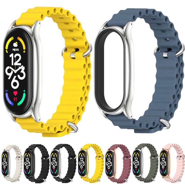 For Xiaomi Mi Band 7 / 7 NFC MIJOBS PLUS Marine Silicone Breathable Watch Band(Black) - Watch Bands by MIJOBS