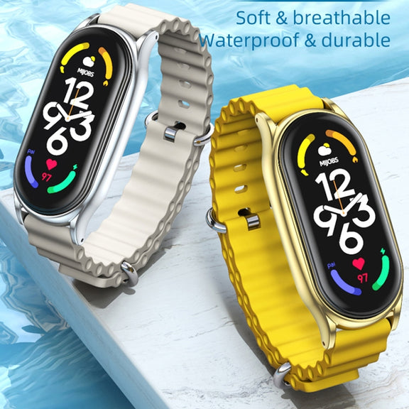For Xiaomi Mi Band 7 / 7 NFC MIJOBS PLUS Marine Silicone Breathable Watch Band(Black) - Watch Bands by MIJOBS