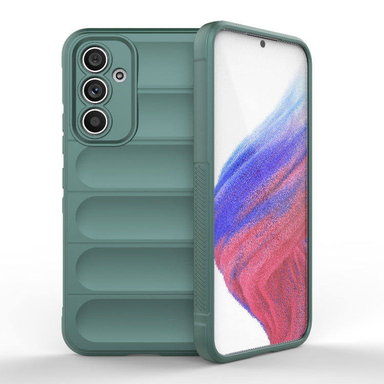 For Samsung Galaxy A54 5G Magic Shield TPU + Flannel Phone Case(Dark Green)