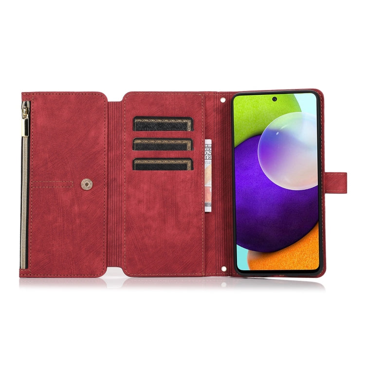 For Samsung Galaxy A52 4G / 5G Dream 9-Card Wallet Zipper Bag Leather Phone Case(Red)