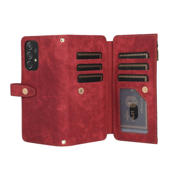 For Samsung Galaxy A52 4G / 5G Dream 9-Card Wallet Zipper Bag Leather Phone Case(Red)