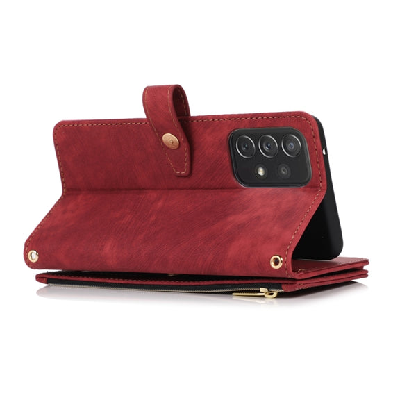 For Samsung Galaxy A52 4G / 5G Dream 9-Card Wallet Zipper Bag Leather Phone Case(Red)