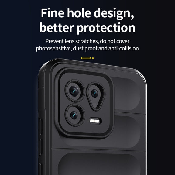 For Xiaomi 13 Magic Shield TPU + Flannel Phone Case(Dark Blue)