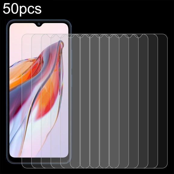For Xiaomi Redmi 12C / Xiaomi Poco C55 50pcs 0.26mm 9H 2.5D Tempered Glass Film