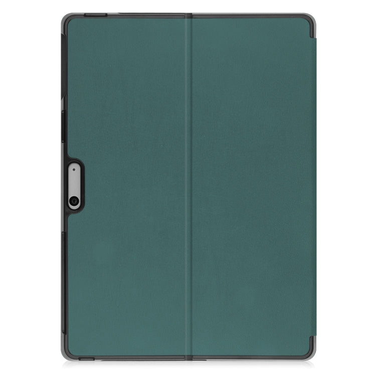 For Microsoft Surface Pro 9 Custer Pure Color Holder Leather Tablet Case(Green)