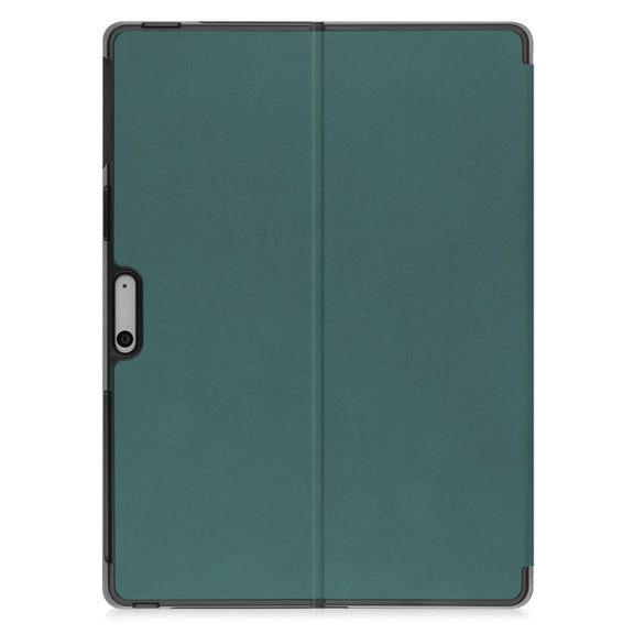 For Microsoft Surface Pro 9 Custer Pure Color Holder Leather Tablet Case(Green)
