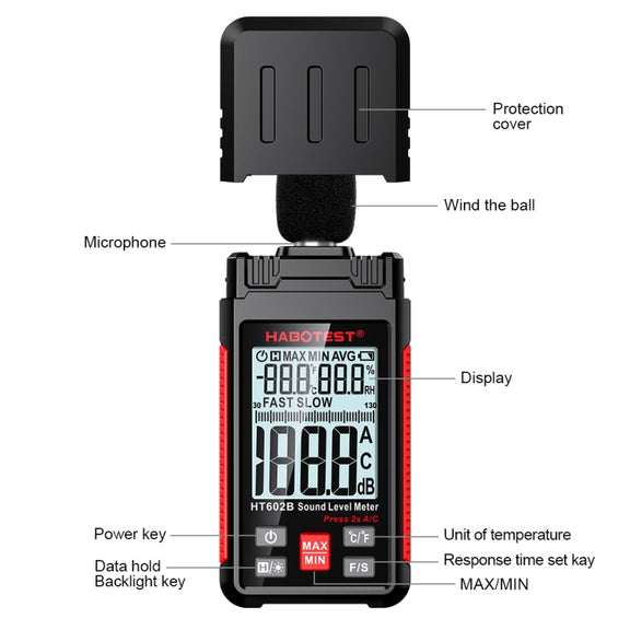 HABOTEST HT602B Multifunctional Digital Display Noise Decibel Tester