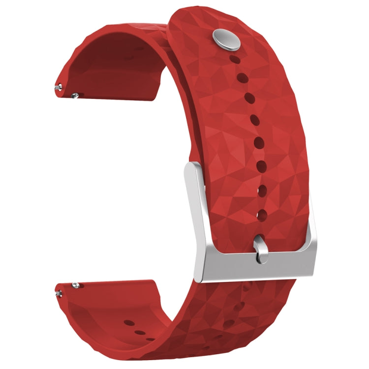 For Suunto 9 Rhombus Texture Silicone Watch Band(Dark Red)