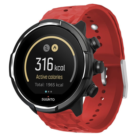 For Suunto 9 Rhombus Texture Silicone Watch Band(Dark Red)