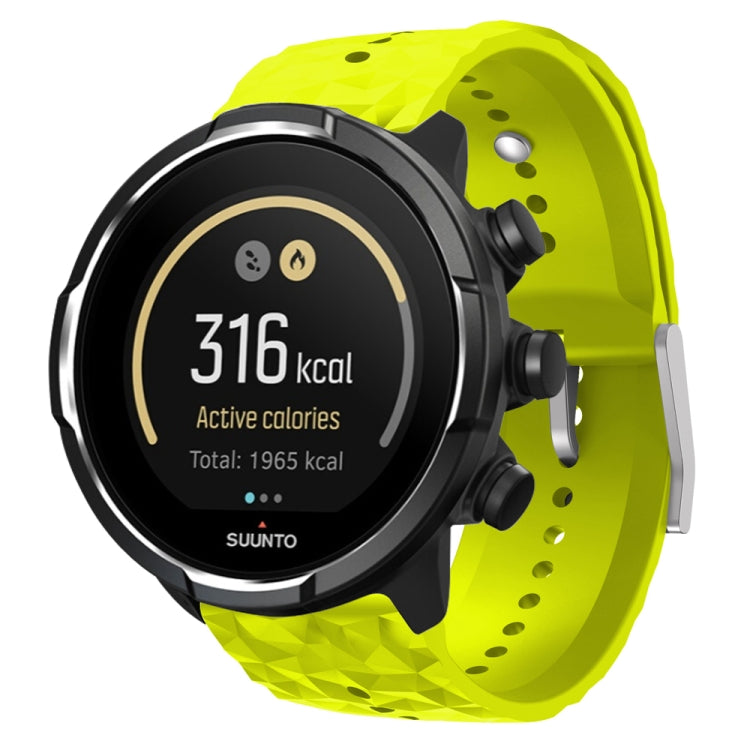 For Suunto 9 Rhombus Texture Silicone Watch Band(Grass Green)