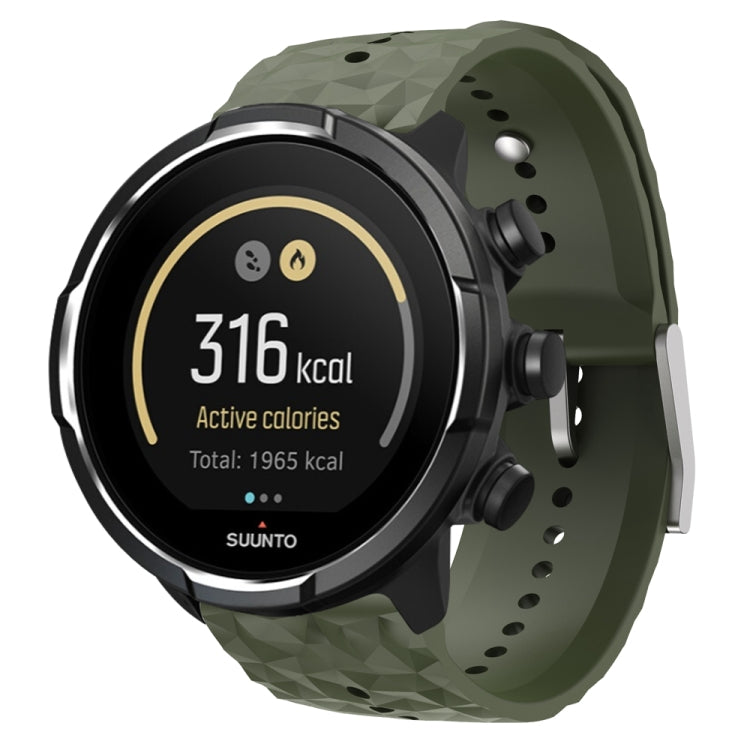 For Suunto 9 Rhombus Texture Silicone Watch Band(Army Green)