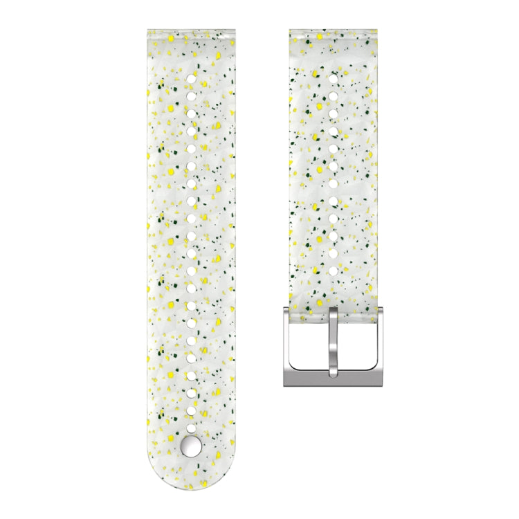 For Suunto 9 Rhombus Texture Silicone Watch Band(Green Yellow White)