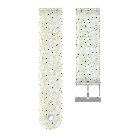 For Suunto 9 Rhombus Texture Silicone Watch Band(Green Yellow White)