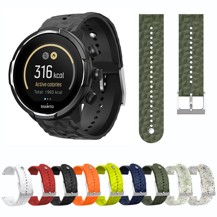 For Suunto 9 Rhombus Texture Silicone Watch Band(Dark Red)
