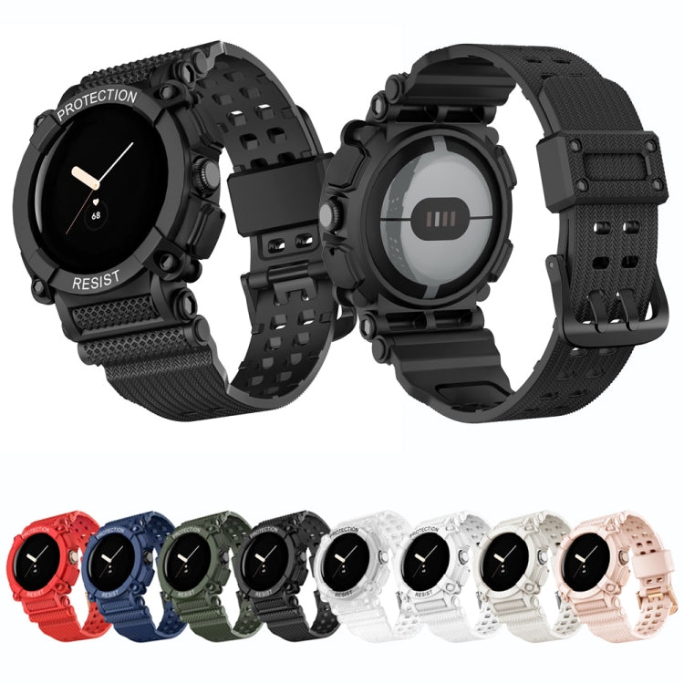 For Google Pixel Watch Three-proof Solid Color Integrated Watch Band(White)