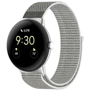For Google Pixel Watch Metal Head Nylon Loop Watch Band(Grey White)