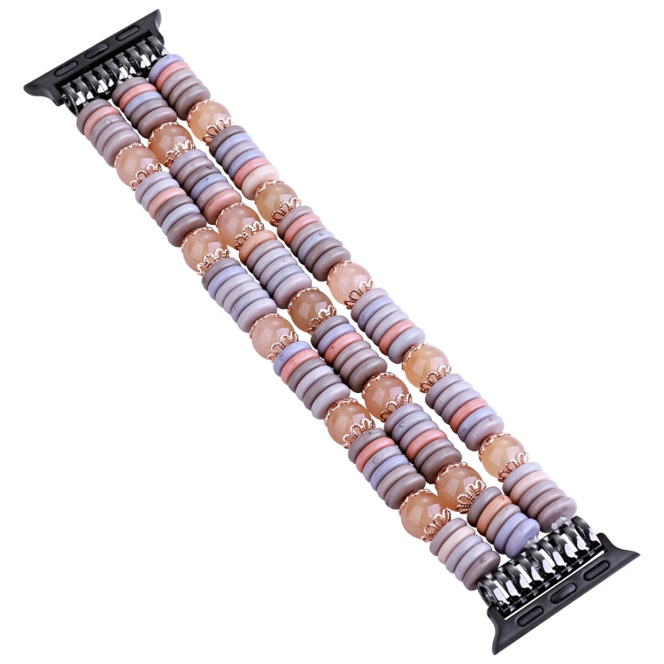 Pieces Beads Watch Band For Apple Watch Series 9&8&7 41mm / SE 3&SE 2&6&SE&5&4 40mm / 3&2&1 38mm(Light Coffee)