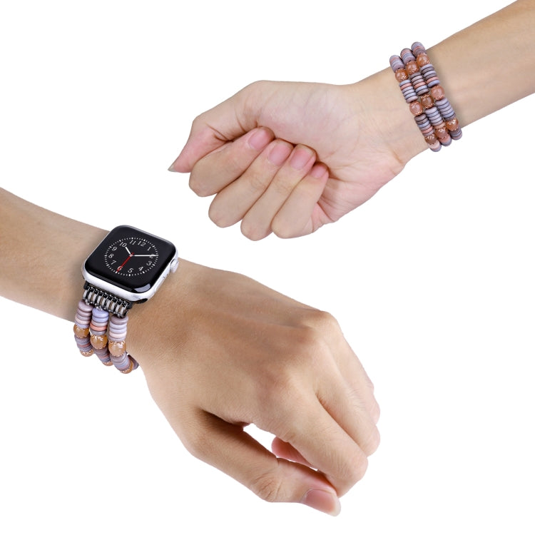 Pieces Beads Watch Band For Apple Watch Series 9&8&7 41mm / SE 3&SE 2&6&SE&5&4 40mm / 3&2&1 38mm(Light Coffee)