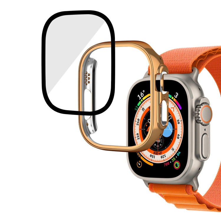 For Apple Watch Ultra 2 / Ultra 49mm Plating Gloss PC Tempered Glass Integral Watch Case(Rose Gold)