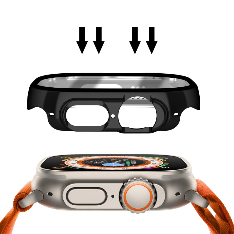 For Apple Watch Ultra 2 / Ultra 49mm Plating Gloss PC Tempered Glass Integral Watch Case(Black)