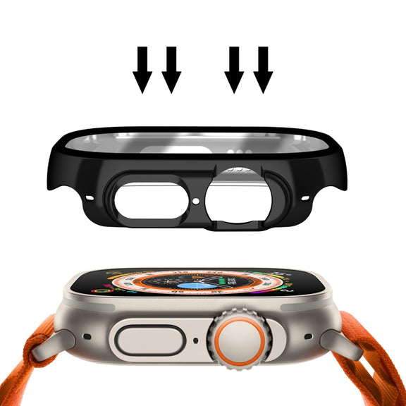 For Apple Watch Ultra 2 / Ultra 49mm Plating Gloss PC Tempered Glass Integral Watch Case(Black)
