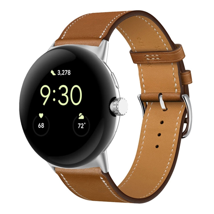 For Google Pixel Watch Genuine Leather Watch Band(Brown)