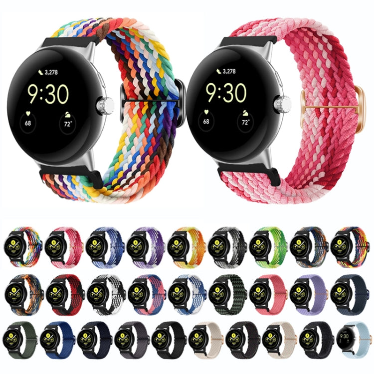 For Google Pixel Watch Buckle Nylon Braided Watch Band(Blue Pink)