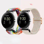 For Google Pixel Watch Buckle Nylon Braided Watch Band(Black White)