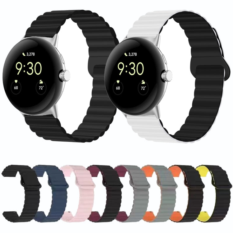 For Google Pixel Watch Reverse Buckle Magnetic Silicone Watch Band(Army Green)