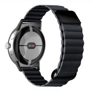 For Google Pixel Watch Reverse Buckle Magnetic Genuine Leather Watch Band(Grey)