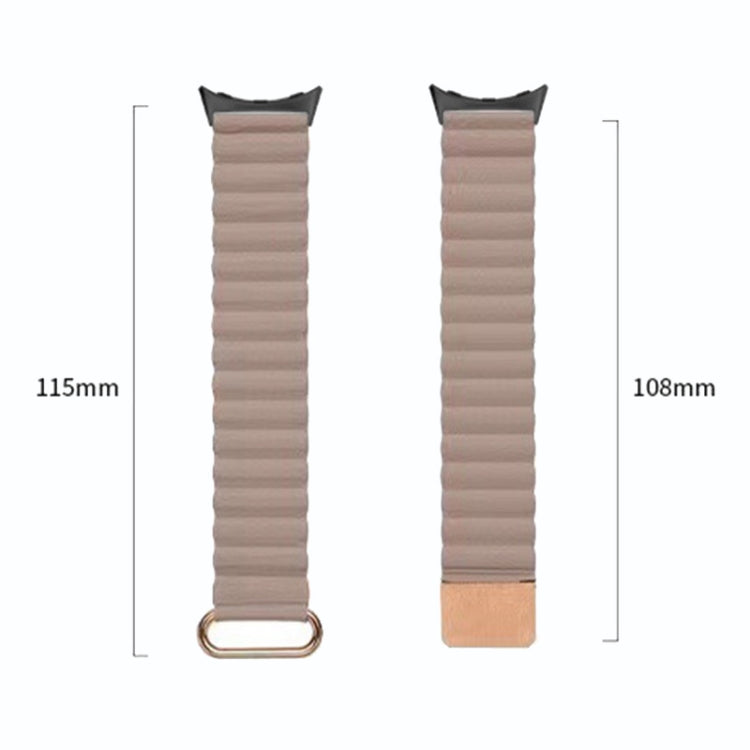 For Google Pixel Watch Reverse Buckle Magnetic Genuine Leather Watch Band(Blue)