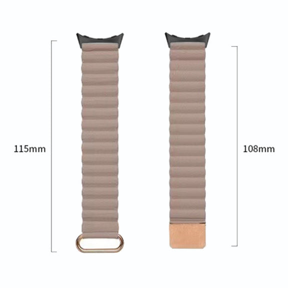 For Google Pixel Watch Reverse Buckle Magnetic Genuine Leather Watch Band(Blue)