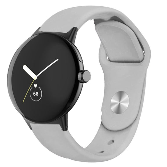 For Google Pixel Watch Solid Color Reverse Buckle Silicone Watch Band(Grey)