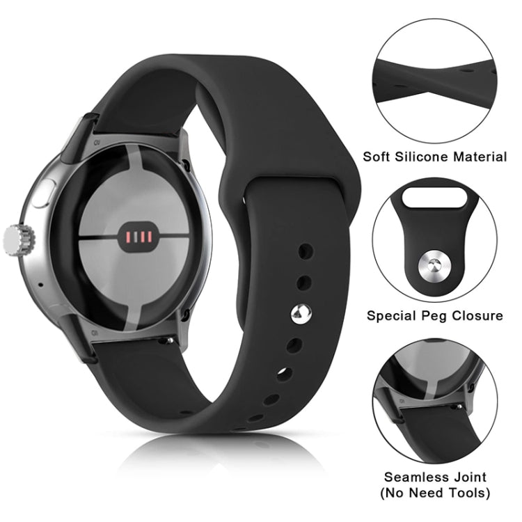 For Google Pixel Watch Solid Color Reverse Buckle Silicone Watch Band(Grey)