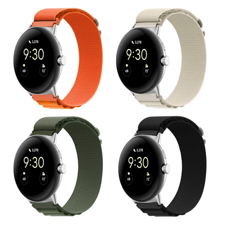 For Google Pixel Watch Nylon Loop Silver Connector Watch Band(Starlight Color)