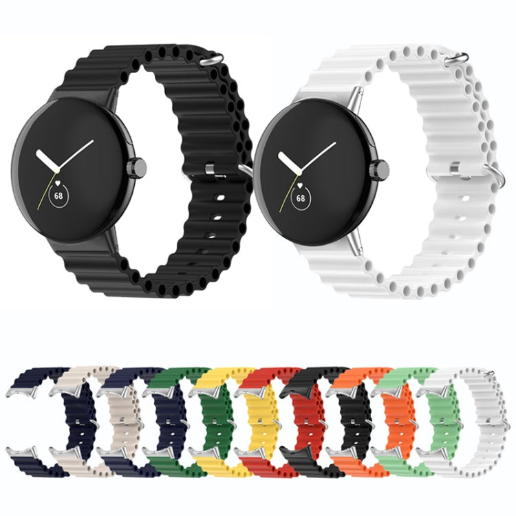 For Google Pixel Watch Ocean Silicone Watch Band(White)