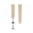 For Google Pixel Watch Butterfly Buckle Genuine Leather Watch Band(Silver Apricot)